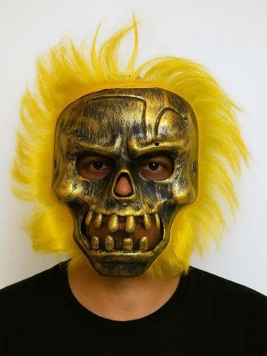 Wild Skull - Bakır Kafatası Sarı Saçlı İskelet Maske