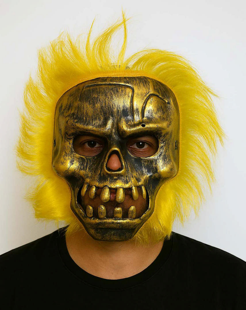 1221427_wild-skull-bakir-kafatasi-sari-sacli-iskelet-maske-resim-5125.jpg Wild Skull - Bakır Kafatası Sarı Saçlı İskelet Maske - Görsel 1
