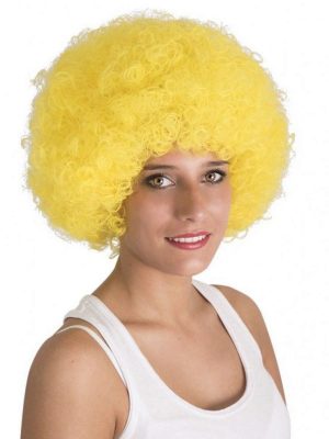 Sarı Renk Kıvırcık Afro Bonus Peruk