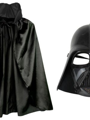 Çocuk Boy Yıldız Savaşları Star Wars Darth Vadet Maskesi ve 90 cm Pelerin Seti Siyah