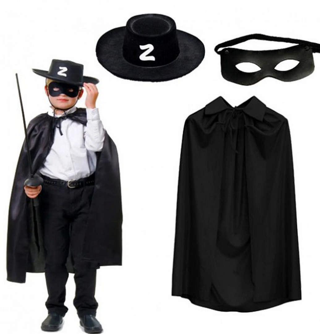 1221593_Zorro-Pelerini-Sapkasi-ve-Maske-resim-4066.jpg Zorro Pelerini Şapkası ve Maske Seti Çocuk Boy - Görsel 1