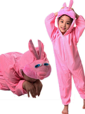 Çocuk Tavşan Kostümü Pembe Renk 6-7 Yaş 120 cm