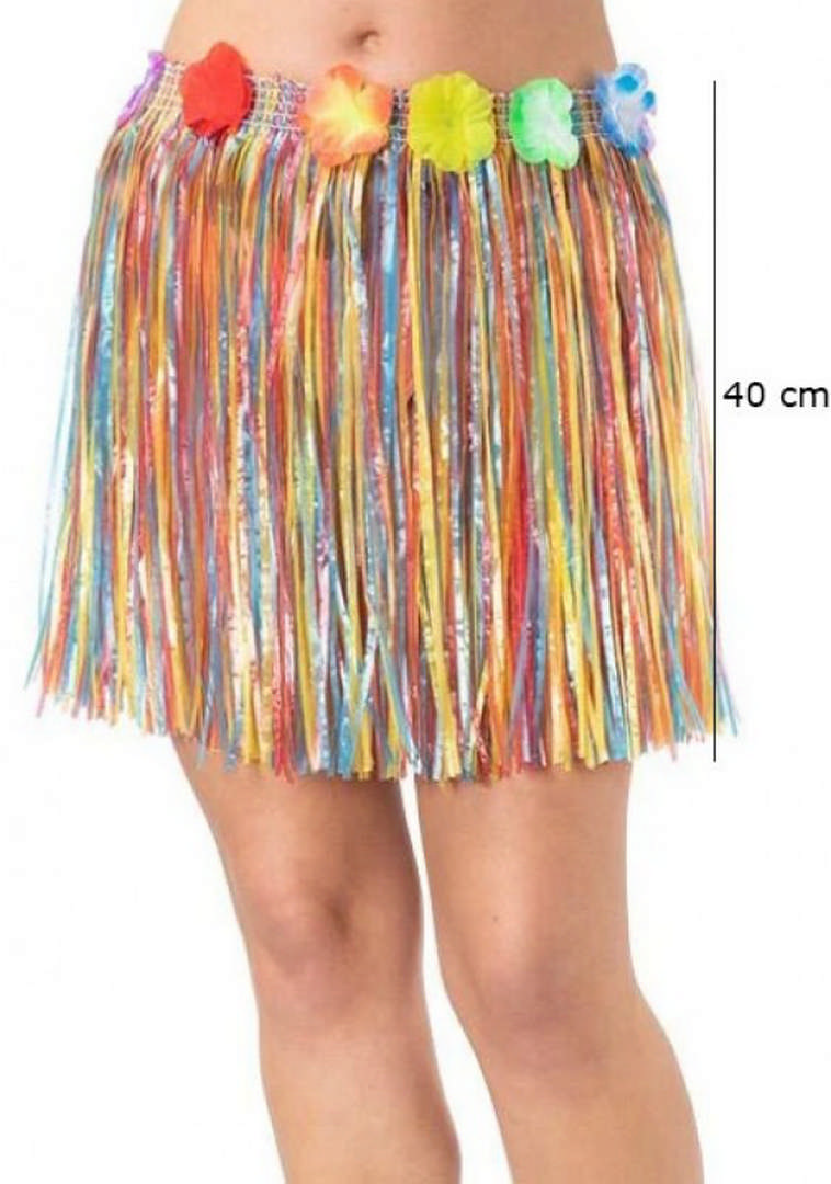 1221765_Yetiskin-ve-Cocuk-Uyumlu-Rengare-resim-2115.jpg Yetişkin ve Çocuk Uyumlu Rengarenk Püsküllü Hawaii Luau Hula Etek 40 cm - Görsel 1