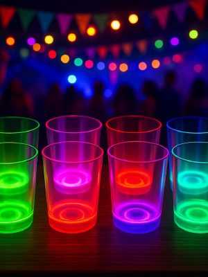 Karanlıkta Yanan Gece Işığı Mega Glow Bardaklar 8 Adet 8.5 x 10.5 cm