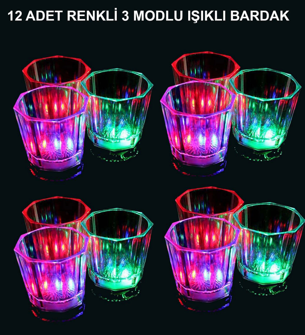 1221921_led-isikli-eglence-bardaklari-3-modlu-renk-degistiren-bardak-1-resim-5081.jpg LED Işıklı Eğlence Bardakları - 3 Modlu Renk Değiştiren Bardak 12 Adet - Görsel 1