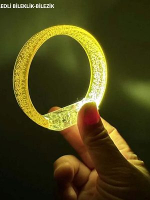 Sarı Led Işıklı Baskı Yapılabilen Pilli Bileklik Bilezik 1,5 cm Genişlik