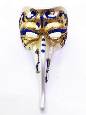Mavi Renk İşlemeli Seramik Malzemeden İmal Venedik Uzun Maske Magnet
