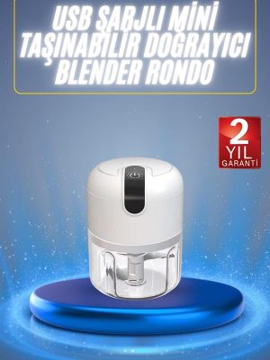 Mini El Rondosu Şarjlı Doğrayıcı Taşınabilir Rondo Blender 250 ML