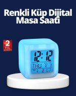 Renk Değiştiren LED Alarmlı Dijital Küp Masa Saati - Görsel 5