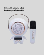 Astronot Tasarımlı Bluetooth Speaker ve Kablosuz Mikrofon Karaoke Seti - Görsel 3