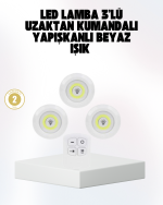 Kablosuz Gün Işığı 3’lü LED Spot Lamba Kumandalı - Görsel 5