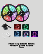 Müziğe Duyarlı Renkli Smart Şerit LED Işık USB Bağlantılı Ambiyans Aydınlatma - Görsel 3