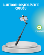 Bluetooth Işıklı Uzaktan Kumandalı Selfie Çubuğu – 130 cm Yükseklik - Görsel 5
