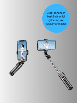 Bluetooth Işıklı Uzaktan Kumandalı Selfie Çubuğu – 130 cm Yükseklik