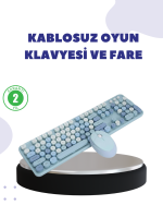 Kablosuz Retro Klavye ve Mouse Seti – 104 Tuşlu, Sessiz Yazım - Görsel 5