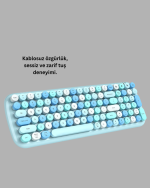Kablosuz Retro Klavye ve Mouse Seti – 104 Tuşlu, Sessiz Yazım - Görsel 3