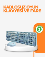 Kablosuz Retro Klavye ve Mouse Seti – 104 Tuşlu Sevimli Tasarım - Görsel 5