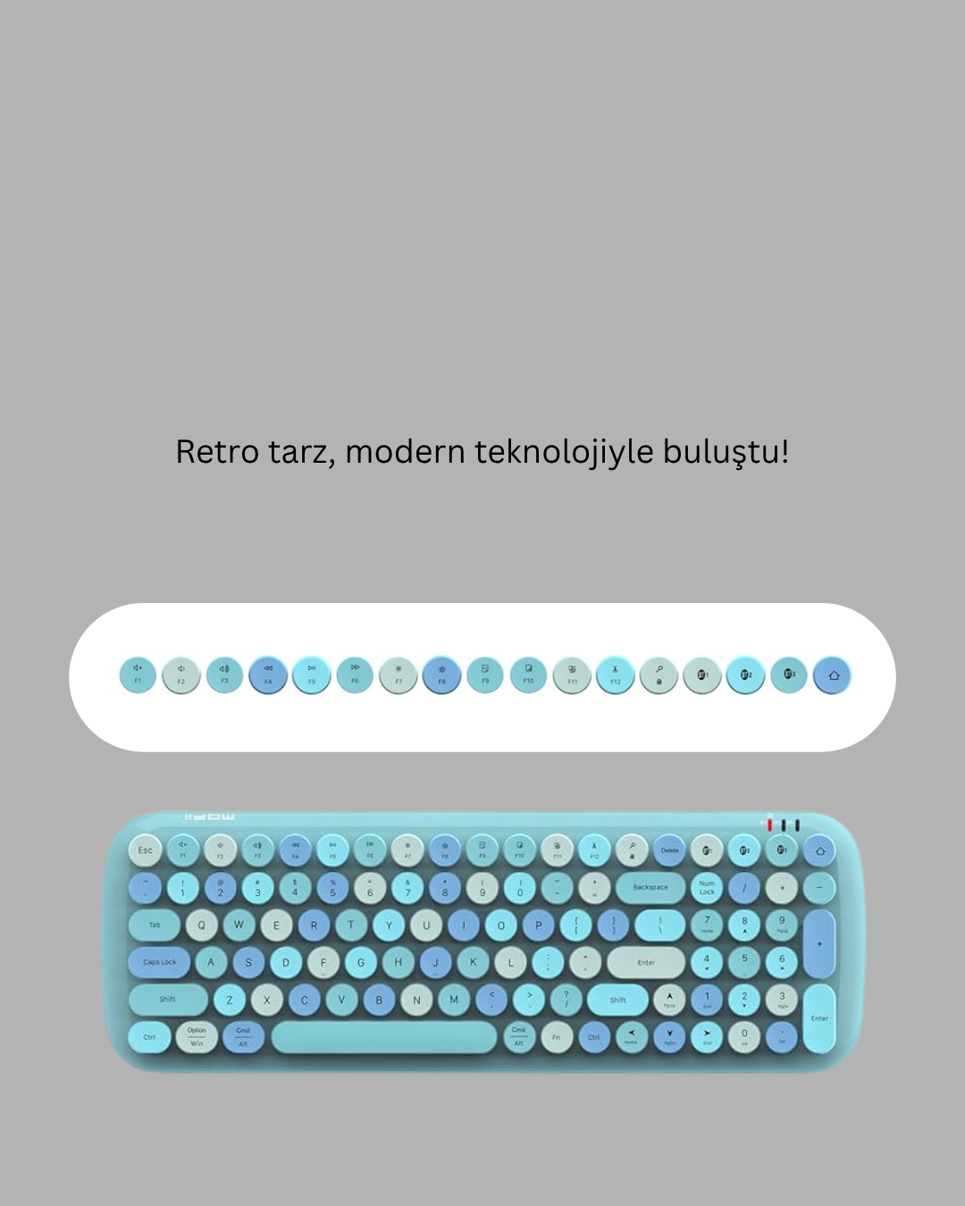 1238247_7-6.png Kablosuz Retro Klavye ve Mouse Seti – 104 Tuşlu Sevimli Tasarım - Görsel 1