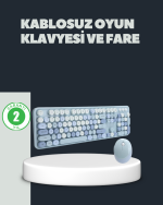 Retro Daktilo Stilli Kablosuz Klavye Mouse Seti – Sessiz ve Şık - Görsel 5