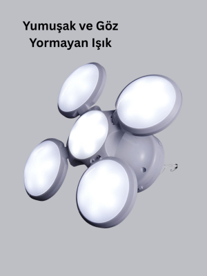 5 Kanatlı Solar Kamp Lambası – USB Şarjlı, Taşınabilir, IP65 Su Geçirmez Bahçe Lambası
