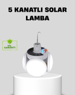 Solar Güneş Enerjili ve USB Şarjlı 5 Kanatlı LED Kamp Lambası - Görsel 5