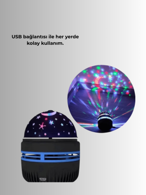 Star Master Galaxy Projektör – 360° Dönebilen Gece Lambası, Dekoratif Ambiyans Işığı