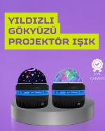 USB’li Yıldız Projektör Lamba – Döner Galaxy Işık Şovu, Çocuk ve Yetişkin Uyku Lambası - Görsel 5