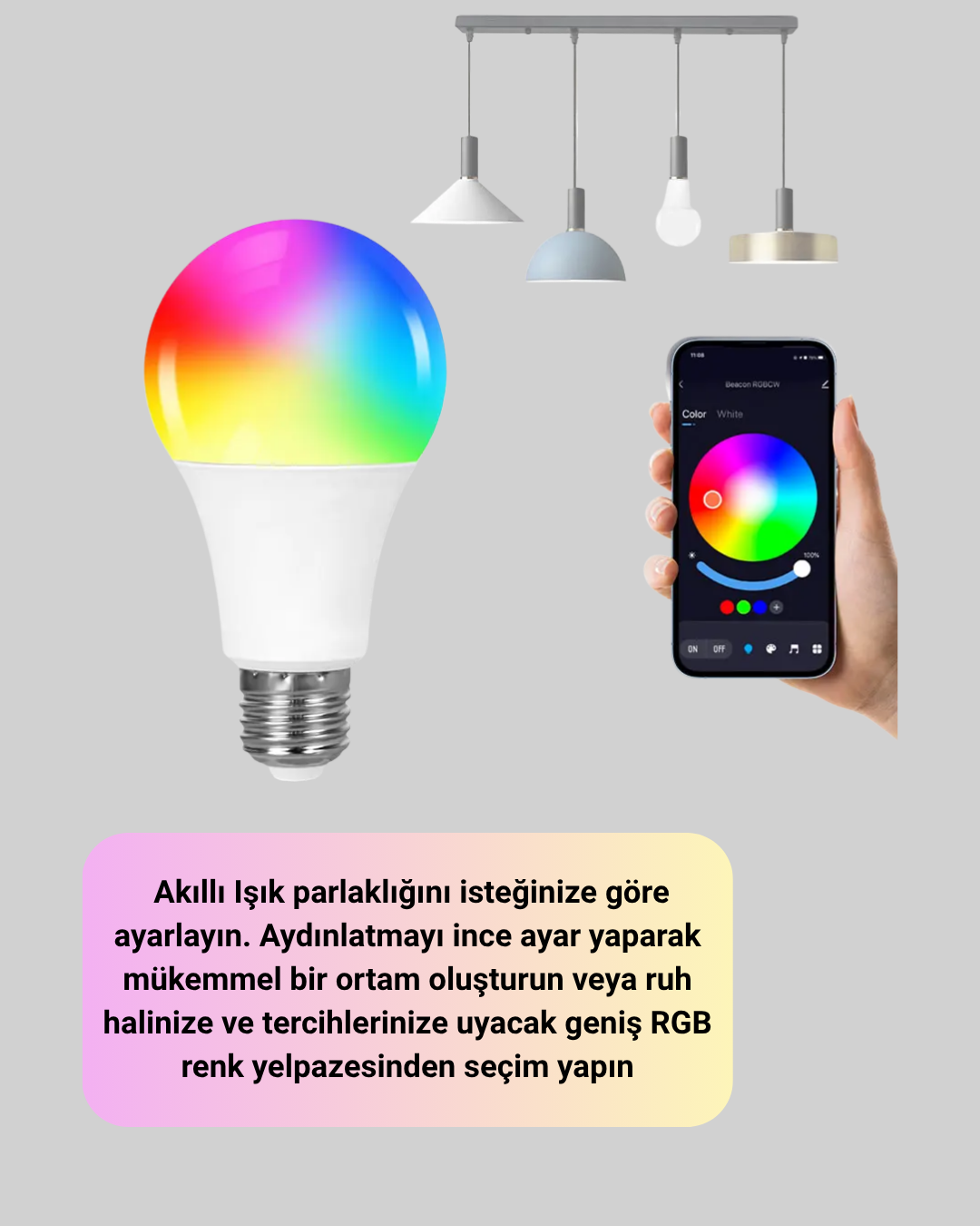 1238343_7-40.png Kumanda Destekli Çok Renkli Akıllı LED Ampul - Görsel 1
