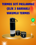 500 ml Isı Korumalı Çelik Termos ve Bardak Seti | Silikon Tabanlı, Şık ve Pratik - Görsel 5