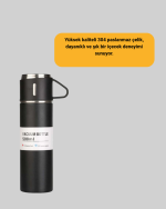 500 ml Isı Korumalı Çelik Termos ve Bardak Seti | Silikon Tabanlı, Şık ve Pratik - Görsel 3