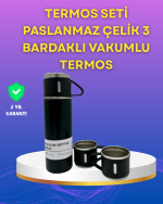 Çelik Termos Bardak Seti | 500 ml Kapasite, Kaymaz Taban, Hediye Kutulu - Görsel 5