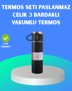 304 Çelik Termos Seti | 2 Bardaklı, 500 ml, Uzun Süre Isı Koruma - Görsel 5