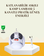 Güneş Paneliyle Şarj Olan Katlanabilir LED Çadır Lambası – 5 Kademeli Aydınlatma - Görsel 5