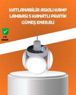 Çok Amaçlı Katlanabilir Güneş Enerjili Kamp Lambası – Masa Üstü ve Asılabilir Kullanım - Görsel 5