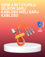 Çinko Alaşımlı Uçlu 120 W Şarj Kablosu – Dolaşmaya Dayanıklı 1,2 m USB Kablo - Görsel 5