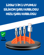 120W Şarj Destekli 3’ü 1 Arada Çoklu Şarj Kablosu – 1.2 Metre - Görsel 5