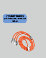 120W Şarj Destekli 3’ü 1 Arada Çoklu Şarj Kablosu – 1.2 Metre - Görsel 3