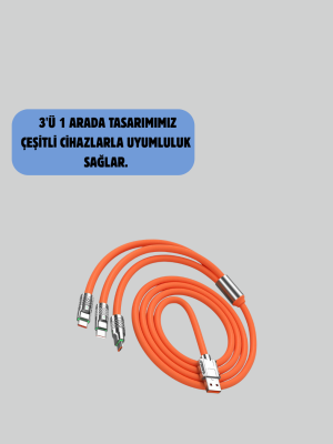 120 W Hızlı Çözüm Sunan 3'ü 1 USB Şarj Kablosu– Sağlam Gövde