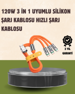 120 W Şarj ve Veri Aktarımı Kablo– 3 Başlıklı Çok Amaçlı Kablo Yüksek Hızlı - Görsel 5