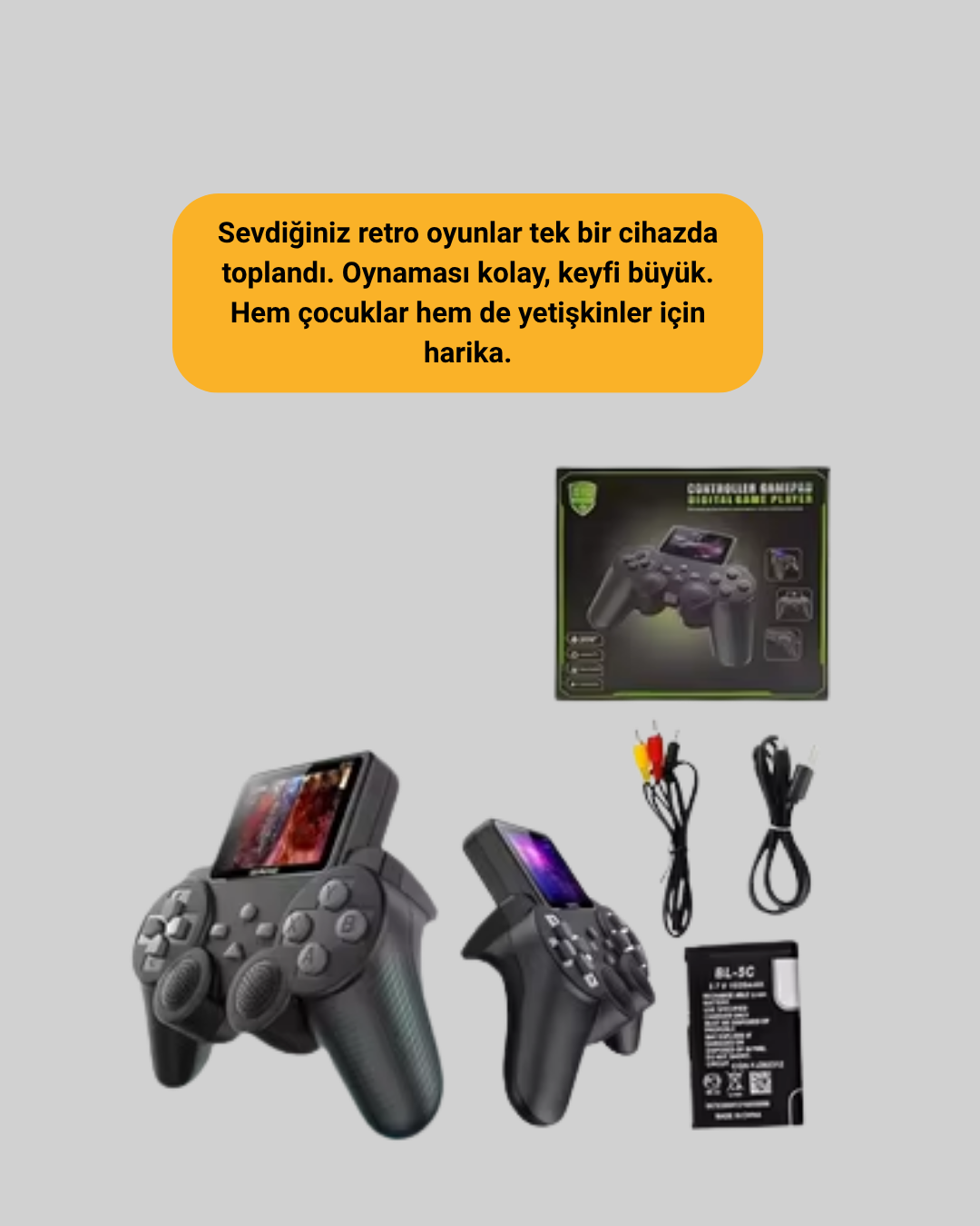 1238429_8-27.png Çocuklar ve Yetişkinler İçin Uygun 500 Oyunlu Taşınabilir Mini Retro El Konsolu - Görsel 1