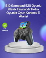 500 Oyunlu Nostaljik El Tipi Oyun Konsolu, Taşınabilir Şarjlı Cihaz, Renkli Ekran ve TV Destekli - Görsel 5