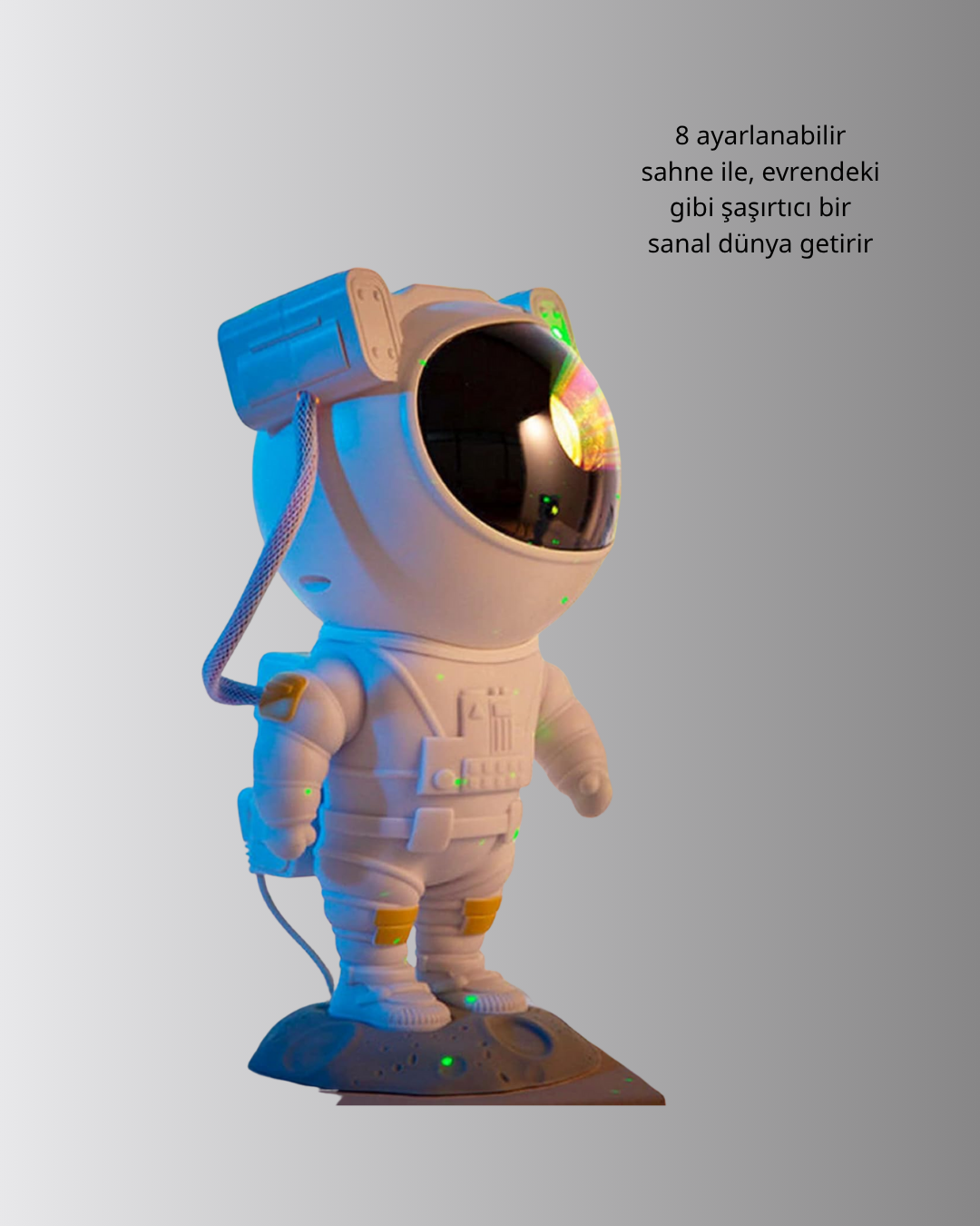 1238454_4-61.png 8 Efektli Astronot Galaxy Projektör Uzaktan Kumandalı LED Gece Lambası - Görsel 1