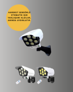 77 LED'li Güneş Enerjili Güvenlik Lambası ve Kukla Kamera – Hareket Sensörlü, 2400mAh Pilli - Görsel 4