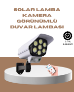 Güneş Enerjili LED Lamba + Güvenlik Kamerası Görünümlü– 5-8 m Hareket Algılamalı, Beyaz Işık - Görsel 5
