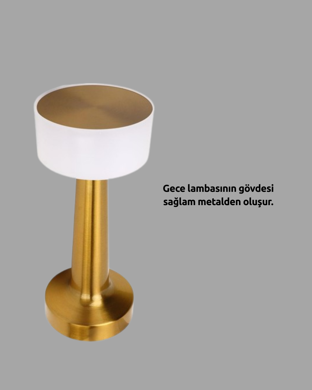 1238489_10-70.png Touch Gece Lambası – Dokunmatik Kontrol, Kablosuz Kullanım, Metal Gövde - Görsel 1