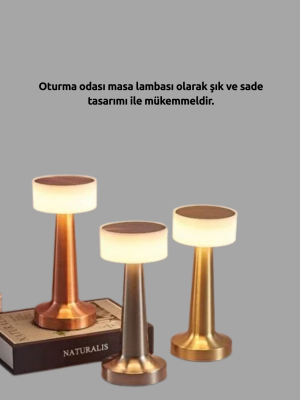 Modern USB'li Kablosuz Masa Lambası – Minimalist Tasarım, 3 Farklı Parlaklık