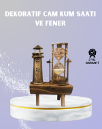 Ahşap Kum Saati ve Deniz Feneri Figürü Bir Arada – Ev & Ofis Dekorasyonu - Görsel 5