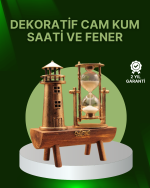 Vintage Kum Saati + Deniz Feneri Modeli – Ahşap Gövdeli Masa Üstü Dekor - Görsel 5
