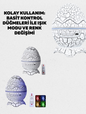 Dinozor Yumurtası Galaksi Projektör Gece Lambası 4'ü 1 Arada – Bluetooth Hoparlörlü
