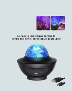 Bluetooth & USB Müzik Çalar Gece Lambası – 50 m² Kapsama, Uzaktan Kumanda
